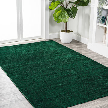 Haze Solid Low-pile Area Rug Emerald